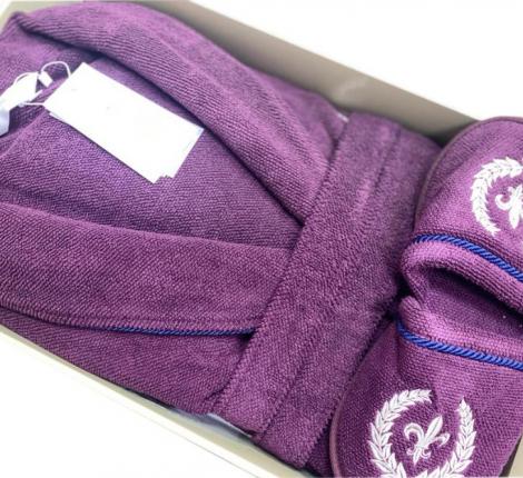 Халат мужской велюровый Maison D'or "BOSWELL" баклажан, 5XL(58)/6XL(60)