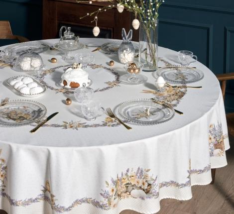 Скатерть круглая с пропиткой "ЛАВАНДОВАЯ ВЕСНА", 220 см