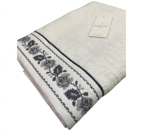 Полотенце махровое Maison D'or "ROSANNA" 85х150, белый/антрацит
