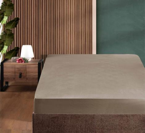 Простынь сатин "DO&CO" на резинке 180х200+30 см SOFT, коричневый