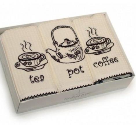 Комплект кухонных полотенец со стразами Maison D'or "WAFER TERRY" 40х70-4шт, кремовый