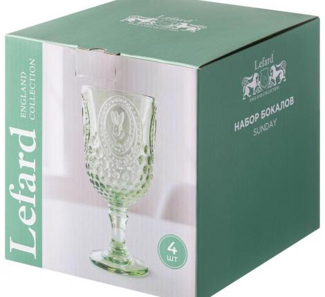 Набор бокалов для вина 4 штуки "SUNDAY" GREEN, 280 мл