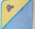 Уголок детский махровый с вышивкой Слоненок (желто-голубой), 70x70