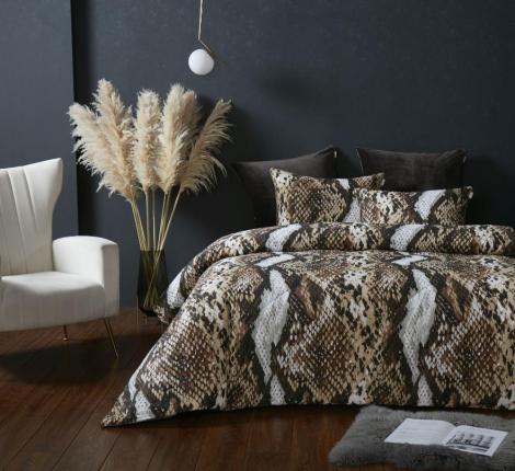 Постельное белье с одеялом "Kazanov.A." Питон (капучино бежевый) Велюр/Egypt Cotton, Евро