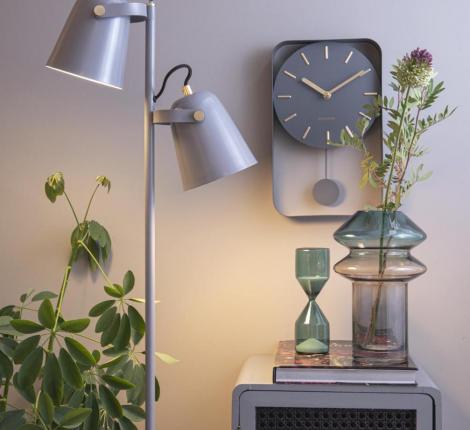 Часы настенные с маятником Karlsson "CHARM SMALL" (серый), 32,5x20x5 см