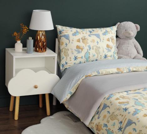 Постельное белье "Siberia" Динозавры (желтый) Ранфорс, 1,5 спальный