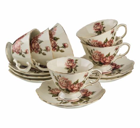 Чайный набор "КОРЕЙСКАЯ РОЗА" 85-875 на 6 персон, 12 предметов