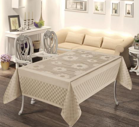 Скатерть "DO&CO" броде жаккард 160х220 PRIZMA, капучино