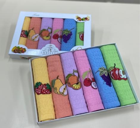 Набор вафельных салфеток "AMBIELLA" ФРУКТЫ, 40х60-6 шт.