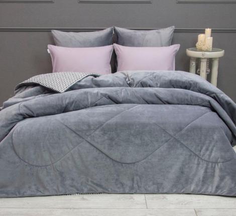 Постельное белье с одеялом "Kazanov.A." Пепита Шанель (графит серебро) Велюр/Egypt Cotton, Евро