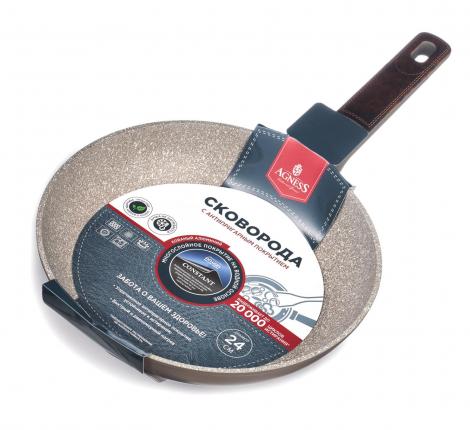 Сковорода "AGNESS" 902-111 с антипригарным покрытием PFLUON MARBLE, диаметр 24 см