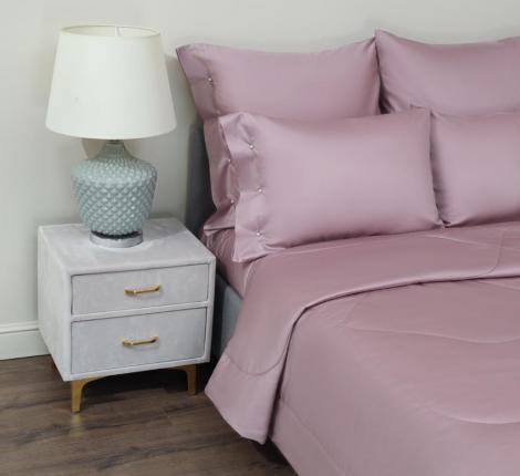 Постельное белье с одеялом "Sofi de Marko" Premium Mako (лиловый) Сатин ДеЛюкс, Евро
