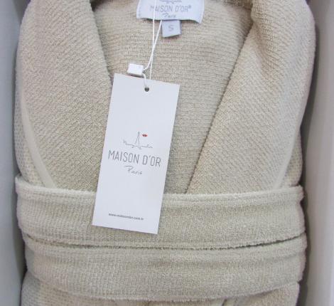Халат мужской махровый Maison D'or  "QUATTRO" бежевый, XL(50)/2XL(52)