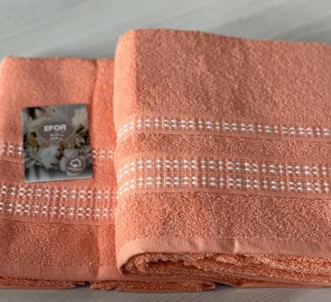 Набор махровых полотенец EFOR &quot;FITILI BORDUR&quot; (50*90;70*140), оранжевый