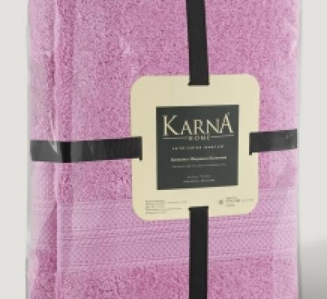 Комплект махровых полотенец &quot;KARNA&quot; SOLID 50х90/1 70x140/1, Розовый