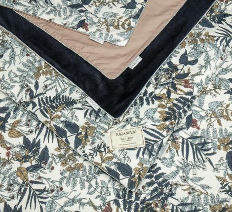 Постельное белье с одеялом "Kazanov.A." Беверли (индиго жемчуг) Велюр/Egypt Cotton, 1,5 спальный