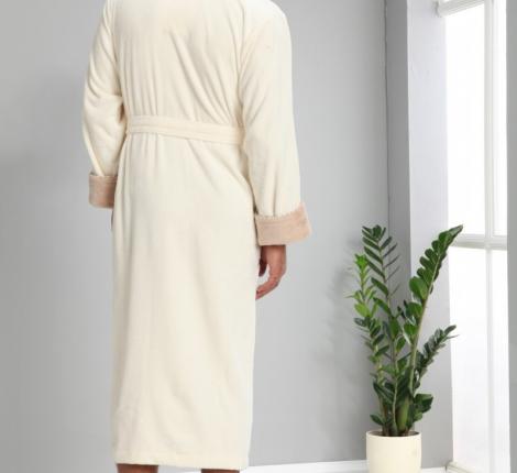 Халат мужской "NUSA" Biyeli 1140-1 кремовый, 3XL