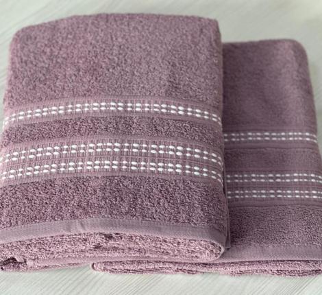 Набор махровых полотенец EFOR &quot;FITILI BORDUR&quot; (50*90;70*140), сиреневый
