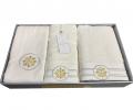Комплект полотенец 50x100-85x150 с ковриком 50х80 Maison D'or "ELEGANCE" кремовый