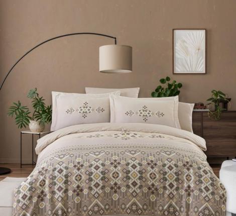 Постельное бельё "DO&CO" Сатин "LUX EXCLUSIVE" NORAN (коричневый), Евро