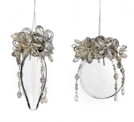 Стеклянные фигуры 2 шт. "GOODWILL" (серебро), длина 9 см