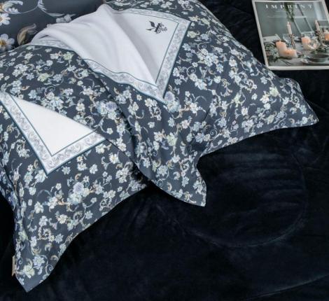 Постельное бельё с одеялом "Kazanov.A." Камелия (индиго серый деним) Велюр/Egypt Cotton/Тенсел, Семейный