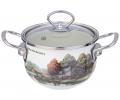 Кастрюля эмалированная со стеклянной крышкой "FAMILY HOUSE" , 1,5 л