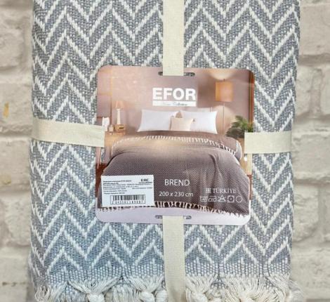 Покрывало хлопковое EFOR "ZIGZAG" 200х230, серый