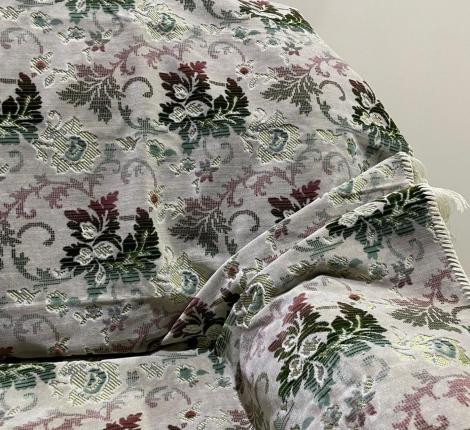 Комплект покрывал "Karteks" на диван 160х220 и два кресла 90х160 РАСТИТЕЛЬНЫЙ УЗОР, перламутровый