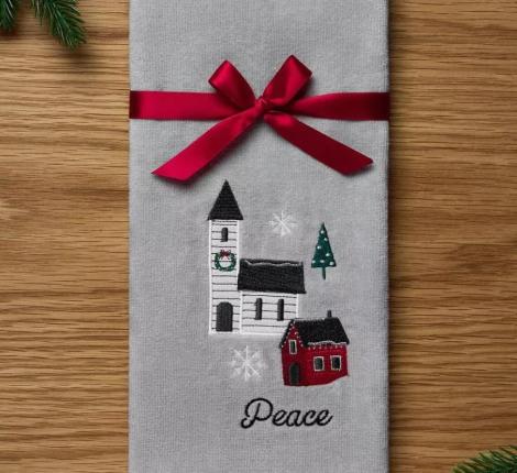 Полотенце Arya с вышивкой Рождество 40x60 Peace, Серый