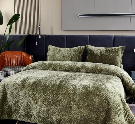 Покрывало "Sofi de Marko" Деварта (олива) Бархат, 160x220