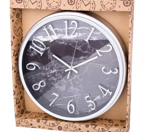 Часы настенные кварцевые "LOVELY HOME", диаметр 36 см (тёмный мрамор)