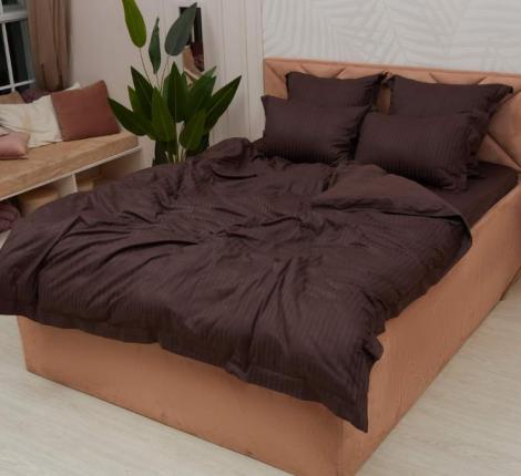 Постельное белье "Sofi de Marko" Моне (шоколад) Страйп Сатин, 1,5 спальный