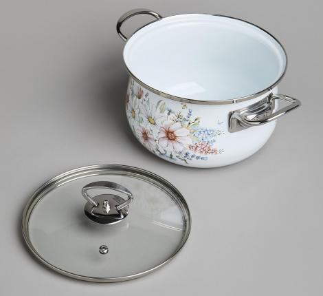 Набор эмалированных кастрюль с крышкой "ДВОРЦОВЫЙ ПАРК", на 4 предмета