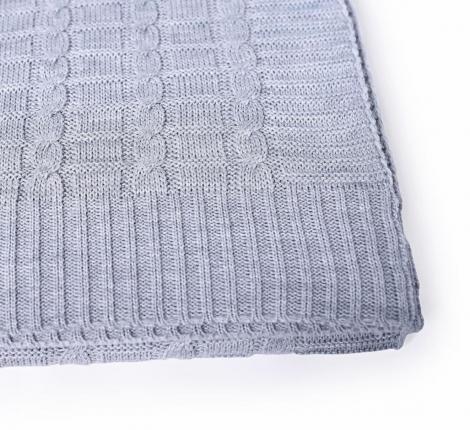 Плед вязаный "КОСЫ" 180x200, сумерки