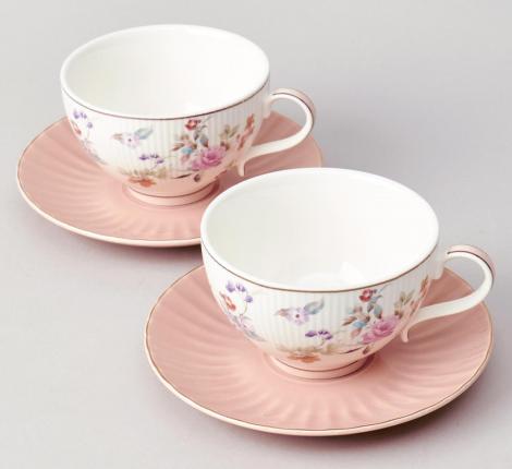 Чайный набор "ВРЕМЕНА ГОДА" на 2 персоны, 4 предметов (250 мл), розовый