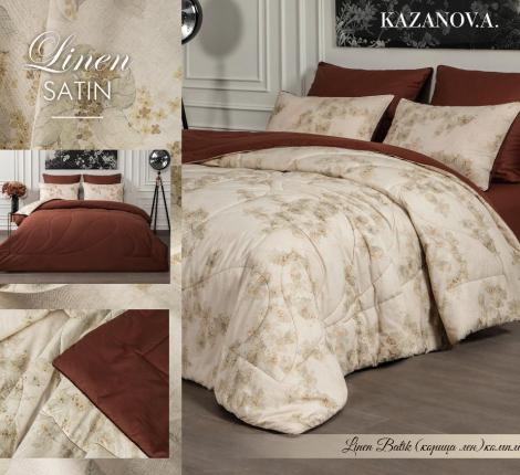 Постельное бельё с одеялом "Kazanov.A." Linen Batik (корица лен) Сатин, Евро
