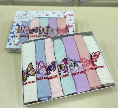Набор вафельных салфеток "AMBIELLA" БАБОЧКИ, 40х60-7 шт.