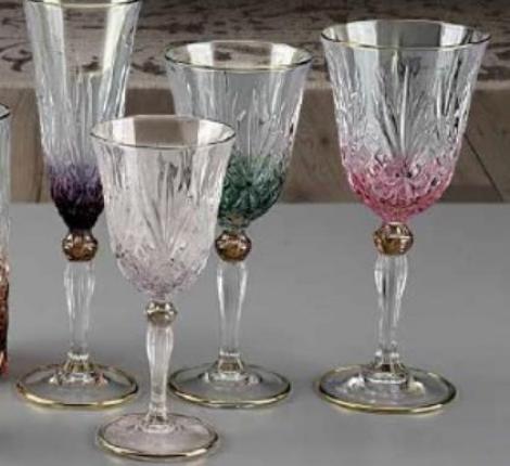 Набор фужеров для шампанского 6 штук "MELODY GOLD STEMWARE" хрусталь, высота 19 см