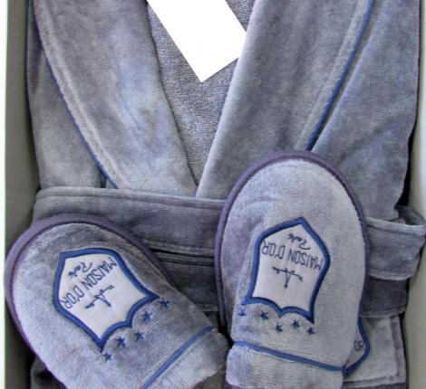 Халат мужской велюровый Maison D'or "BOSWELL" серый, 5XL(58)/6XL(60)