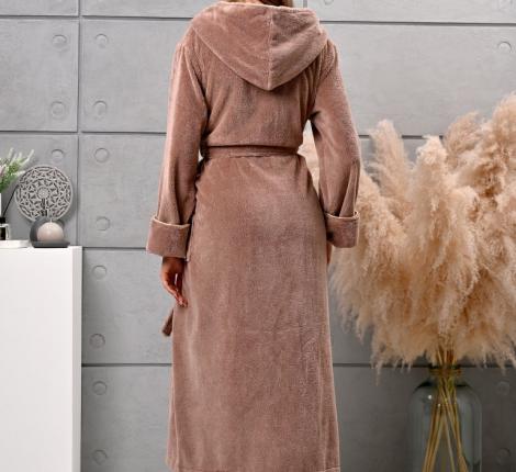 Халат женский трига с капюшоном "AMBIELLA A-1215" увядшая роза, L/XL