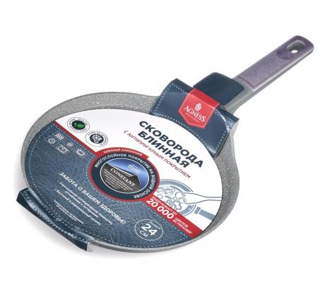 Сковорода блинная AGNESS "PFLUON MARBLE" 902-125, диаметр 24 см