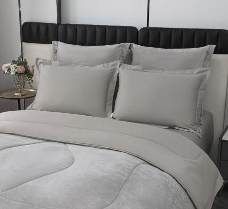 Постельное белье с одеялом "Sofi de Marko" Энрике (светло-серый) Велюр, 1,5 спальный