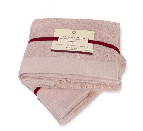 Комплект махровых полотенец "DAILY BATHING" (30x50,50x100,70x140, пудровый