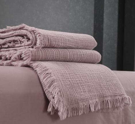 Постельное белье с покрывалом "Kazanov.A." Stonewash Muslin (пыльная роза) Муслин, Семейный