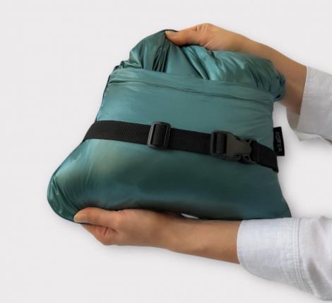 Дорожный плед-пончо пуховый "Travel Cape Plaid Grass" AQUA, 130х170