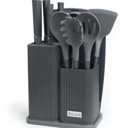 Набор кухонных ножей (5 шт.) и приборов "AGNESS" 671-214, 12 предметов