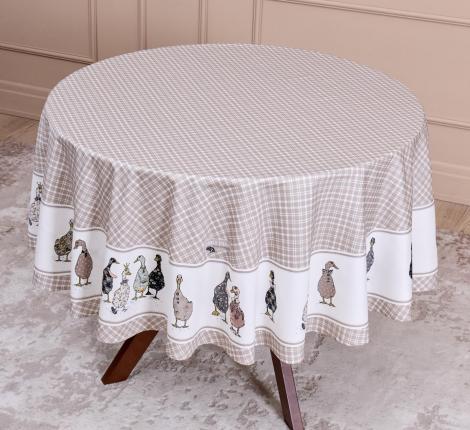 Скатерть круглая с пропиткой "FAMILY FARM" 190 см, клетка