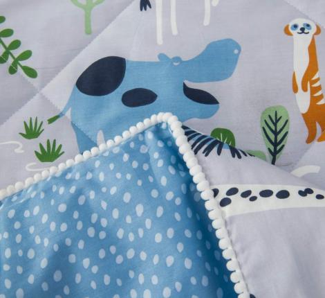 Постельное белье детское с одеялом &quot;Sofi de Marko&quot; Саванна (синий) Сатин, 1,5 спальный