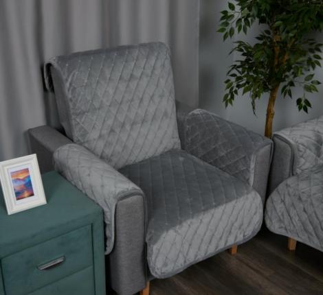 Комплект накидок &quot;Karteks&quot; на диван 180х210 и два кресла 180х70 с подлокотниками 50х70(6шт) Ромбы, серый